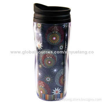Plastic Tumbler, Double Wall Coffee Cup, Food Grade, PS + PP Materials